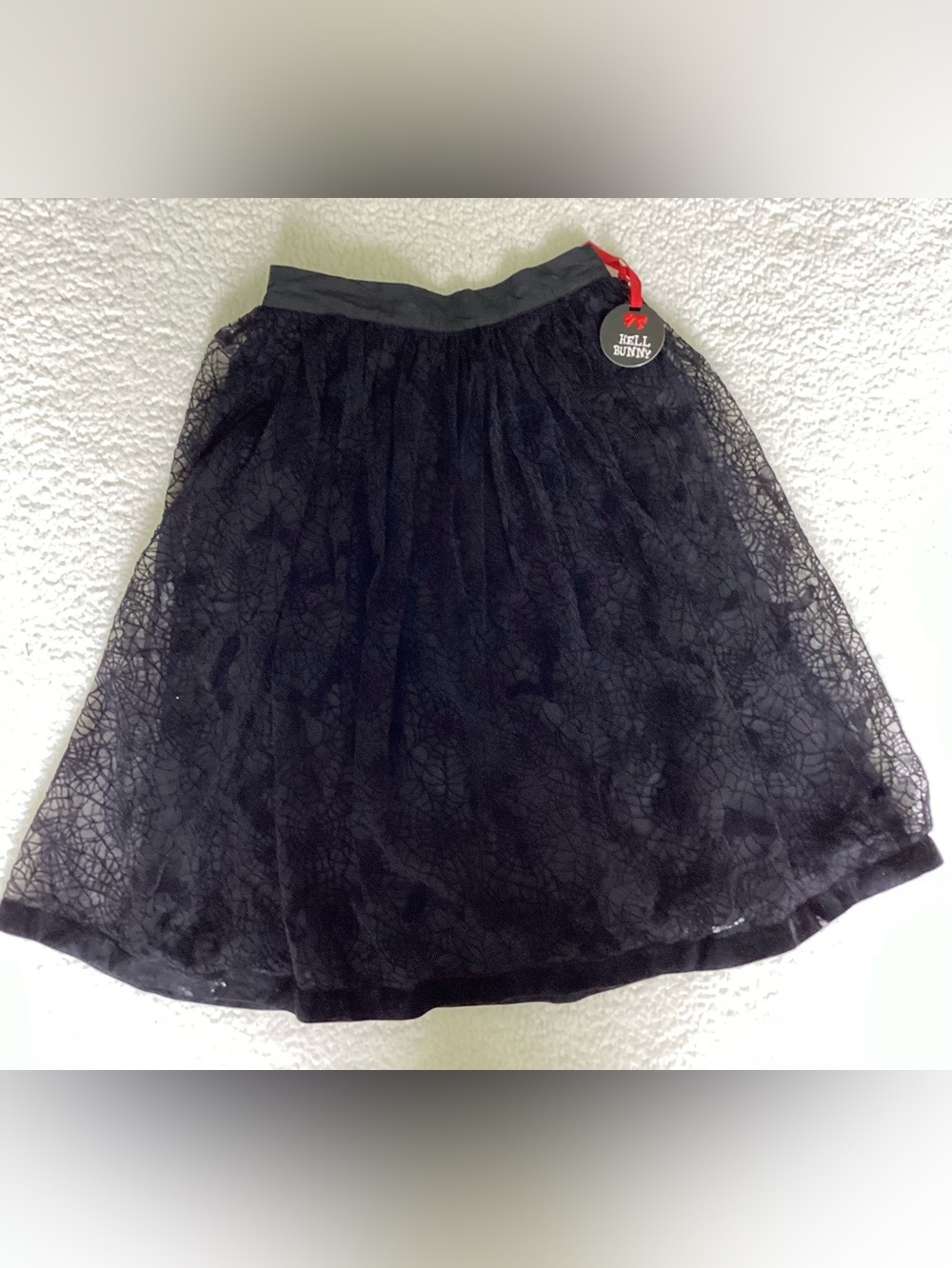 Hell Bunny Black Lace Skater Skirt Goth Witchy Coquette NWT Size Small